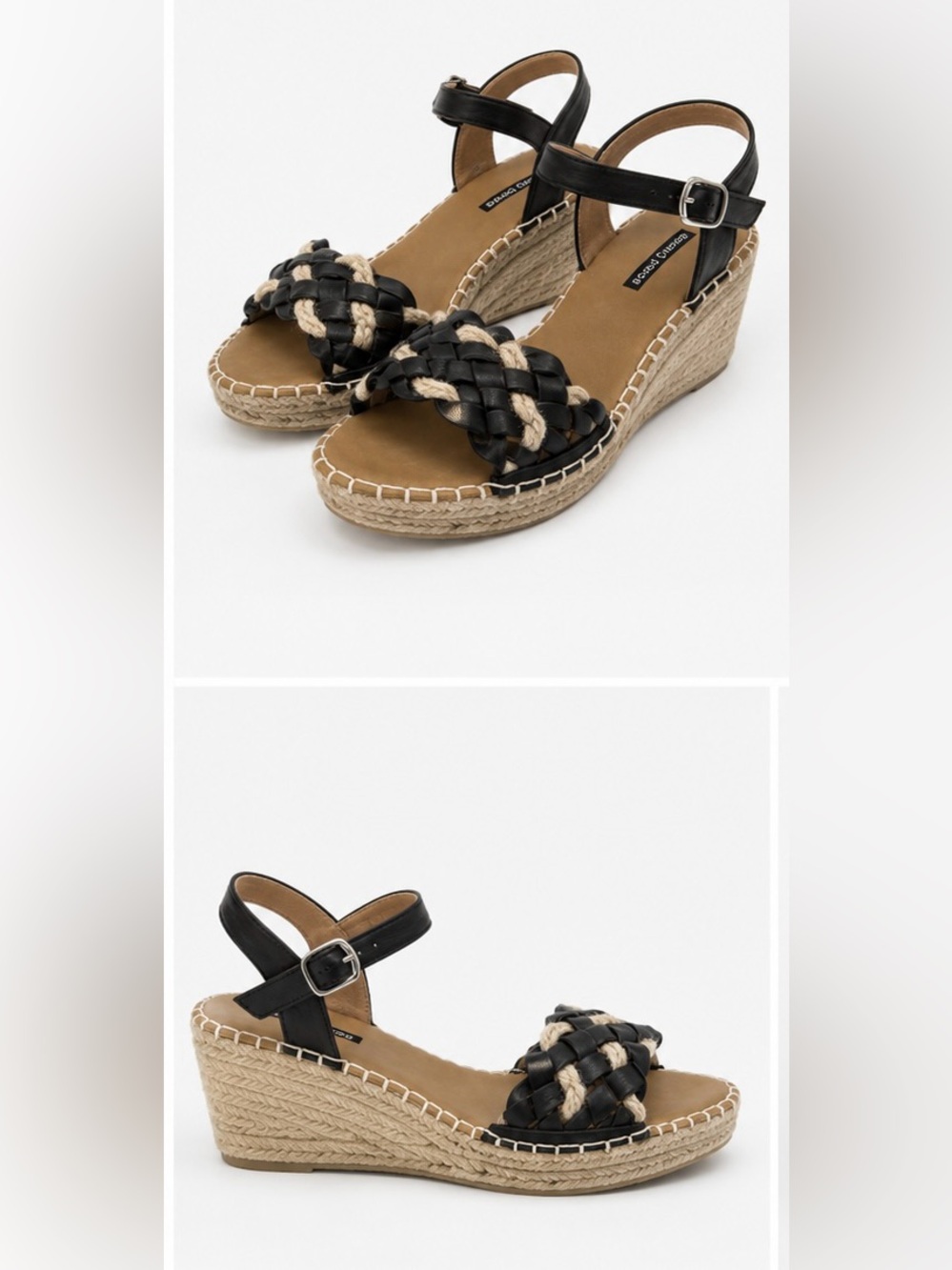 206. Good Choice Black Braided Wedge Sandals